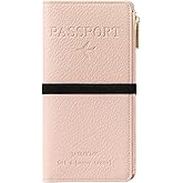 NQQNQQ RFID-Blocking Leather Travel Wallet & Passport Holder with Zipper Pocket, Card Slots, and Phone Compartment – Waterproof Travel Organizer for Women & Men. TG-1 (Pink)
