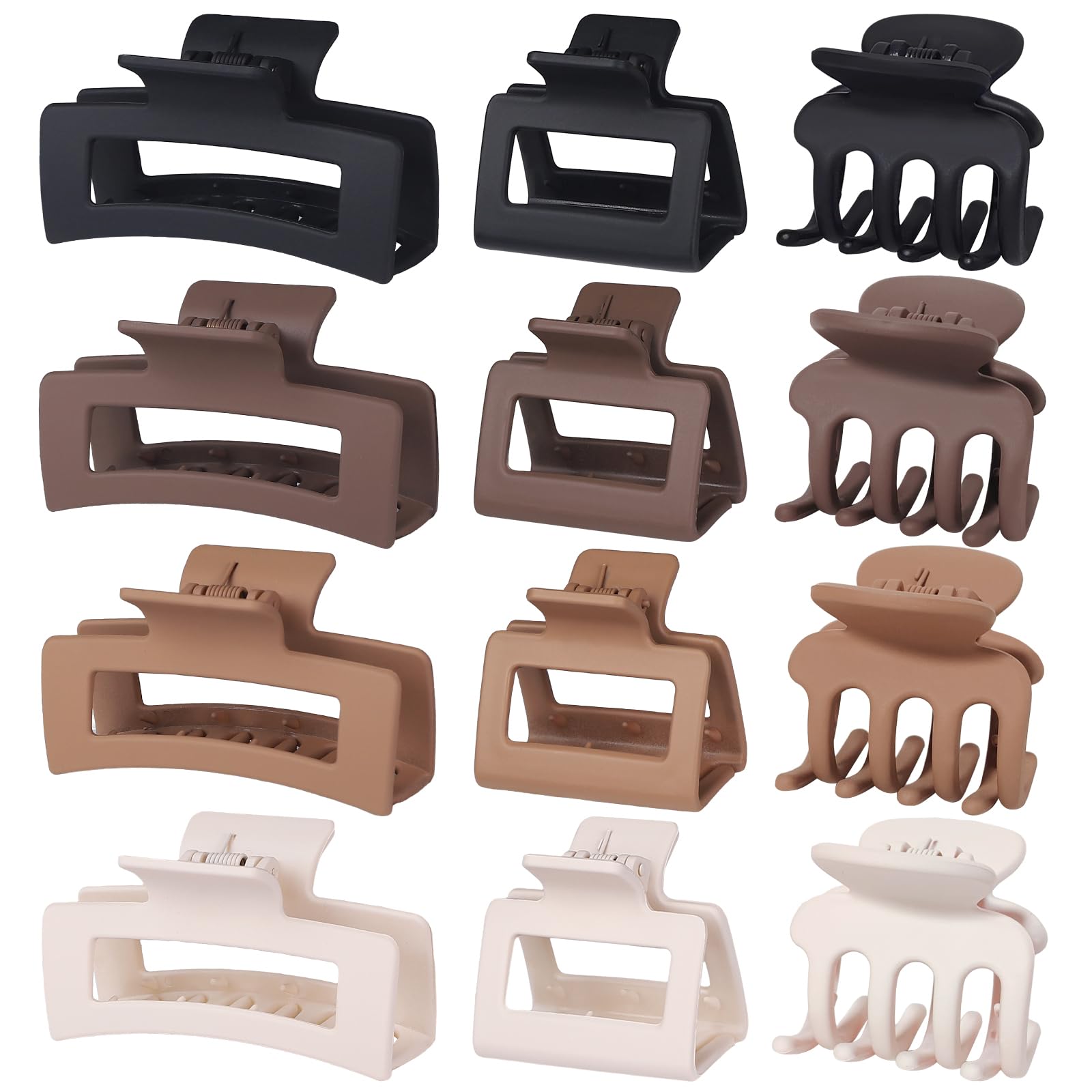 3 Styles Hair Clips for Women Small Medium Big Claw Clips for Thin Thick Hair 12 Pcs Hair Claw Clips Hair Clips Combination Hair Accessories for Women (Brown)