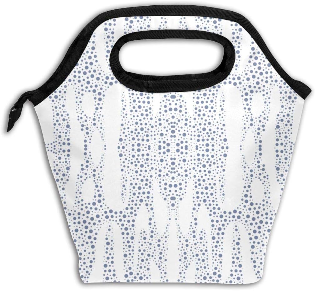 Dotted Stains Fabric (5252) Reusable Insulated Lunch Bag Cooler Tote Box with Zipper Closure for Woman Man Work Pinic Or Travel