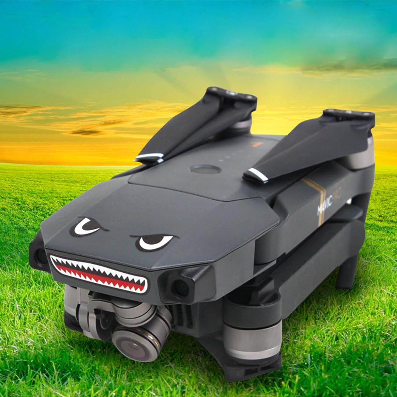 MENTIRO Mavic Pro Shark Face Sticker - 2017 Latest Body & Battery Skin Sticker DJI UAV Accessories Waterproof Sticker 3M-Phone Pad Tablet Sticker Decal(2 Pcs)