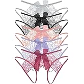 Justgoo Womens Lace G-String Thongs Panties Underwear Low Rise T-Back Underpants