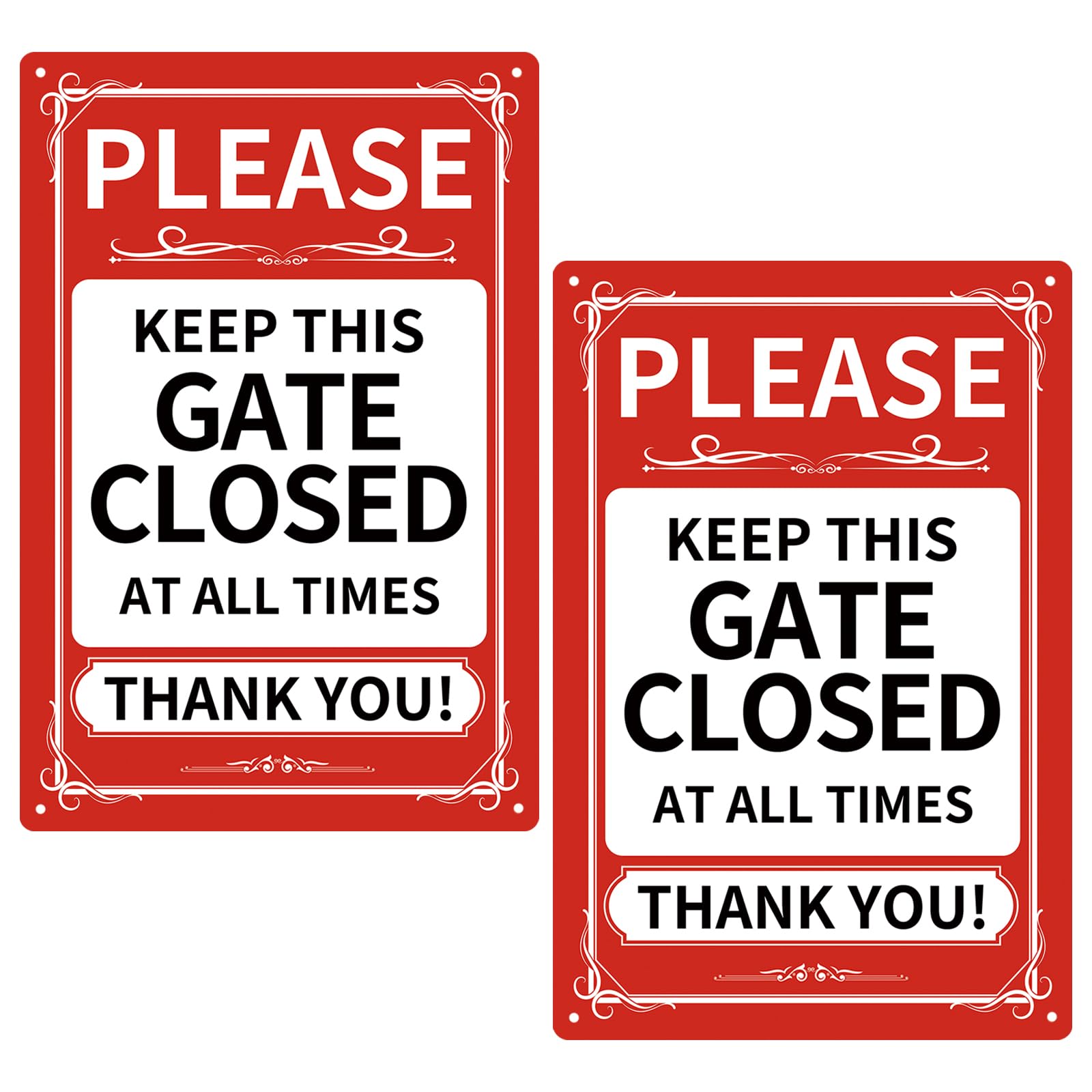 YankMooM 2 Pack Please Keep the Gate Closed Sign,30 x 20cm Metel Aluminum Door Sign Please Close the Gate Door Safety Sign UV Resistant Waterproof Durable Easy Mounting Indoor or Outdoor Use