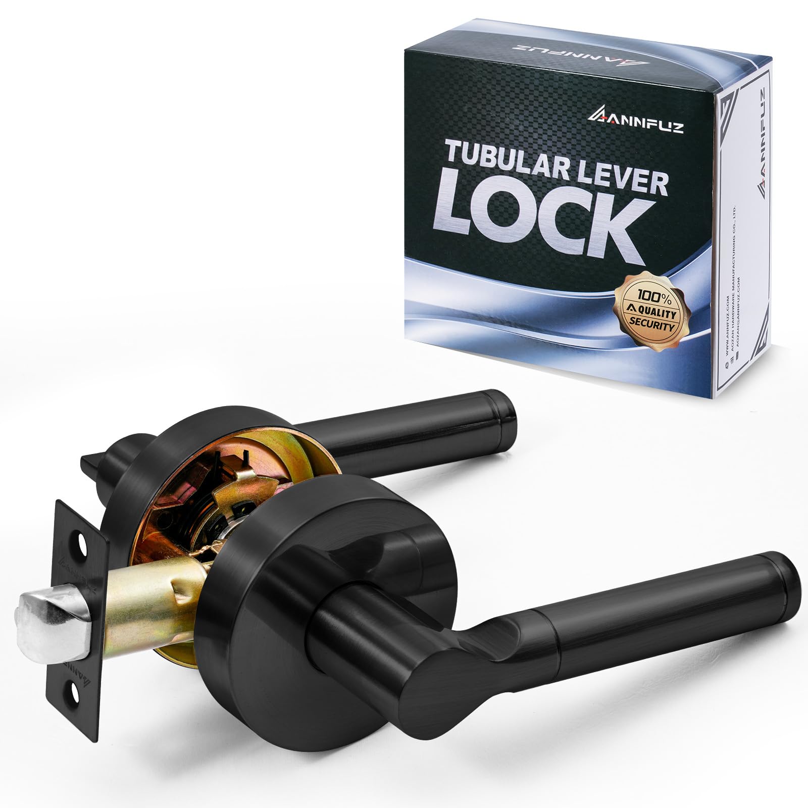 Photo 1 of ANNFUZ Round Passage Free Rotation Non-Locking Door Handle Lock Without Key,Heavy Duty Interior Keyless Lever for Hallway/Closet,Reversible Left/Right Knob,Only Latching Required (Matte Black)