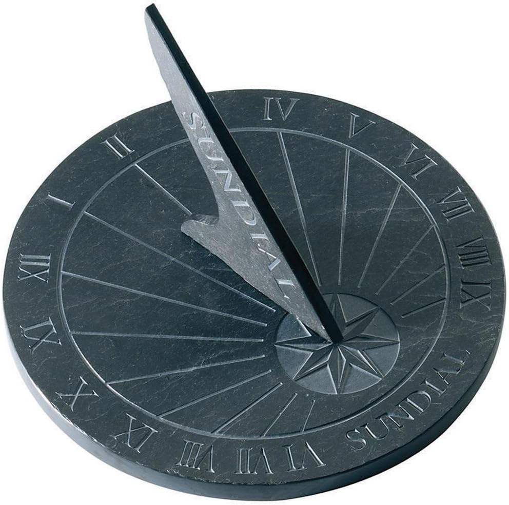 Esschert LS002 Large Round Slate Garden Sundial Blue 9.75" Diameter Outdoor