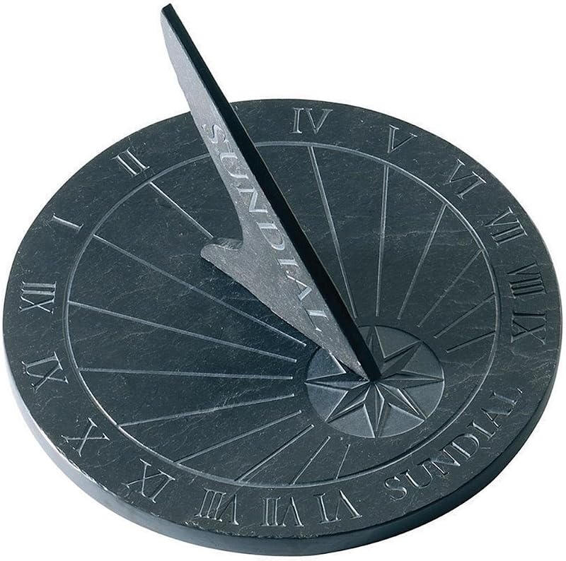 Esschert LS002 Large Round Slate Garden Sundial Blue 9.75" Diameter Outdoor