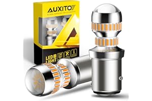 AUXITO Upgraded 1157 LED Bulb Amber Yellow 400% Super Bright 2057 2357 7528 BAY15D LED Replacement Light Kit for Front Rear Turn Signal Light Blinker Parking DRL Tail Lights, Pack of 2