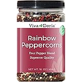 Viva Doria Rainbow Blend Peppercorn, Steam Sterilized Whole Black Pepper, Whole Green Pepper, Whole Pink Pepper, Whole White 