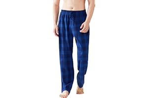 Jveyvth Mens Pajama Pants Flannel Cotton Plaid Sleep & Lounge Pants, PJ Bottoms with Pockets and Button Fly