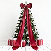 Dreamtop Giant Bow Decor, 19x75 Inch Christmas Tree Bow Topper Decoration for Christmas Tree for Home Wreath Wall Backdrop Birthday Wedding Party Decorations (Red)
