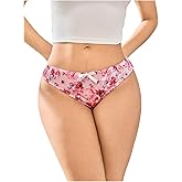 SHENHE Women's Bikini Underwear Cute Floral Bow Panty Low Rise Breathable Coquette Underwear