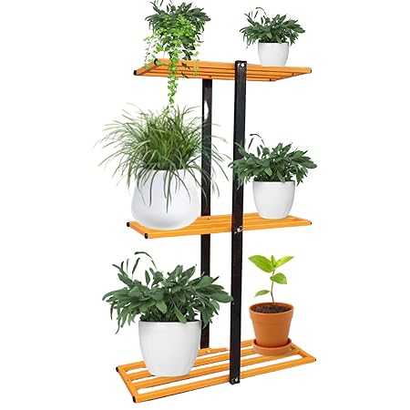 Sparkenzy HD 3 Step Multi Color Garden Plant Pot Holder Stand | Balcony | Indoor and Outdoor (3 Tier Tall Stand)