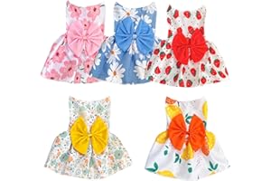 5 in 1 Luxury Dog Dresses - Puppy Bowknot Floral Clothes Wedding Evening Summer Outfits Tutu Skirt Cute Doggie Dress for Smal