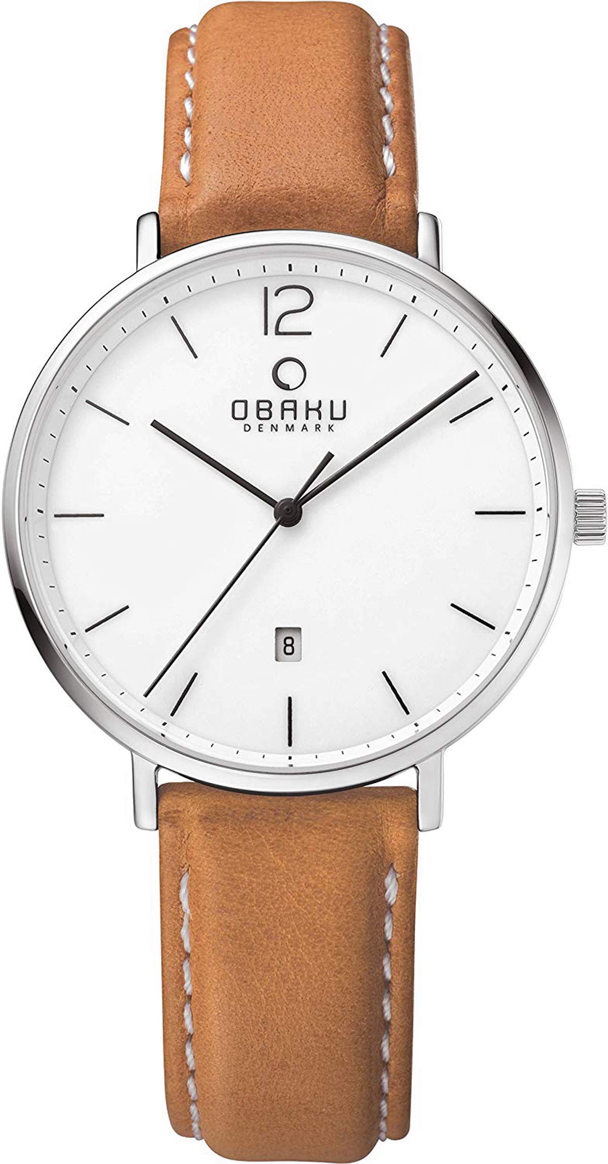 Obaku Denmark V181GDCWRZ Men's Watch with Leather Strap Stainless Steel 40 mm Date, Strap.