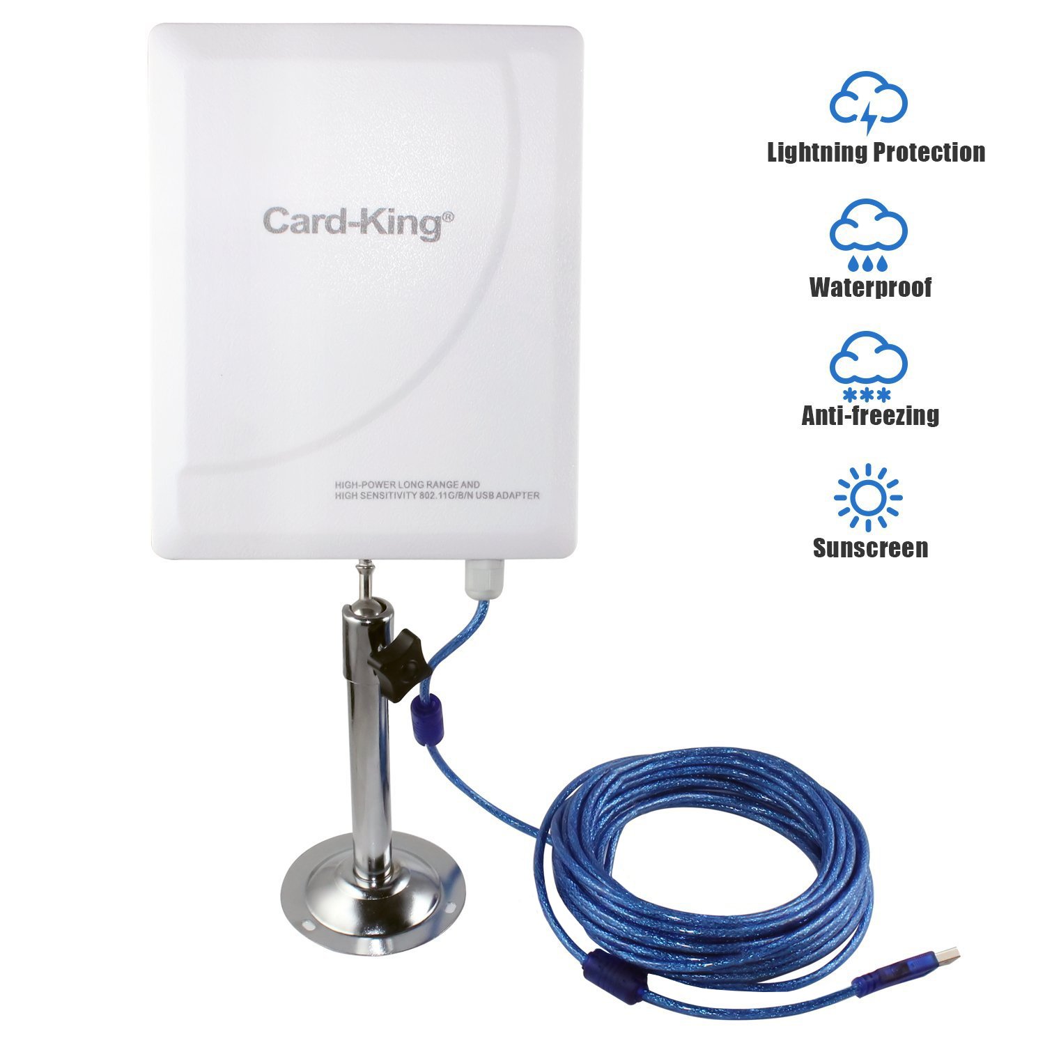 Wifi Adapter 300Mbps Wifi Extender Long Range Indoor Outdoor with 20dBi High Gain Antenna for Windows / Mac