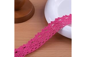 DYSHIPEN 20 Yards x 1 Inch Lace Ribbon Vintage Lace Trim Crochet Cotton Lace Edge for Christmas Package DIY Sewing Wedding Bridal Dress,Costume,Crafts and Sewing (Rose Red)