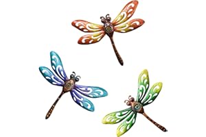 Metal Dragonfly Wall Art, Garden Fence Wall Decoration, Suitable for Living Room, Bedroom, Yard and Porch, Set of 3