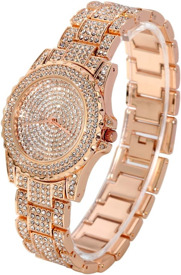 Luxury Full Diamond Women Watch Rhinestone Stainless Steel Band Bracelet Wristwatch for Ladies