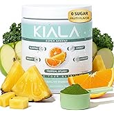 Kiala Nutrition Super Greens, Organic Greens Powder with Spirulina & Chlorella for Digestion, Gut Health, Immunity, Adaptogens, Energy, Gluten Free, Vegan, Sugar Free, Tropical Splash, 30 Servings