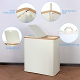 efluky 140L Laundry Baskets with Lid Two Compartments Beige view 2