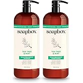 Soapbox Tea Tree Shampoo and Conditioner Set, Scalp Balancing with Tea Tree Oil, Jojoba Oil, Aloe and Shea Butter to Clean and Purify for All Hair Types, 1 Liter Each (Pack of 2)