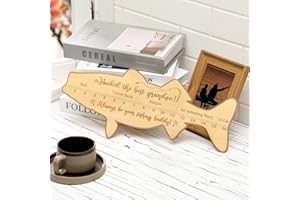 XYLOLFSTY Fish Ruler Decor Fishing Gift for Grandpa Holiday B-Day Fathers Day Gift for Dad Fishing Wooden Ruler Fish Sea Bass Engraved Measurement Rustic Fish Decorations