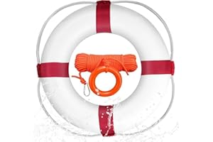 MUTLUE Swim Foam Ring Buoy Set, 20inch Life Preserver Pool Safety Throw Ring with Water Floating Lifesaving Rope 98.4FT Set,Foam Swimming Tube Pool Ring Wall Decoration,Throwable Flotation Device