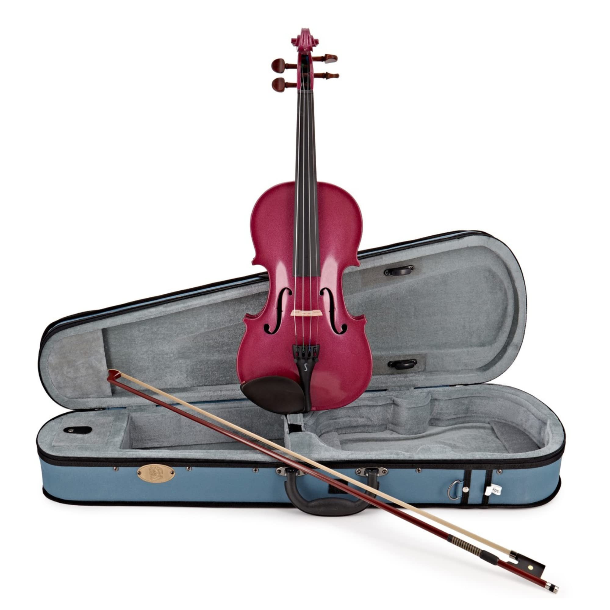 Stentor Harlequin Violin Outfit 1/4 Size, Violin for Intermediates with P&H Fibreglass Bow, Lightweight Case, Colourful String Instrument 1401FPK, Respberry Pink