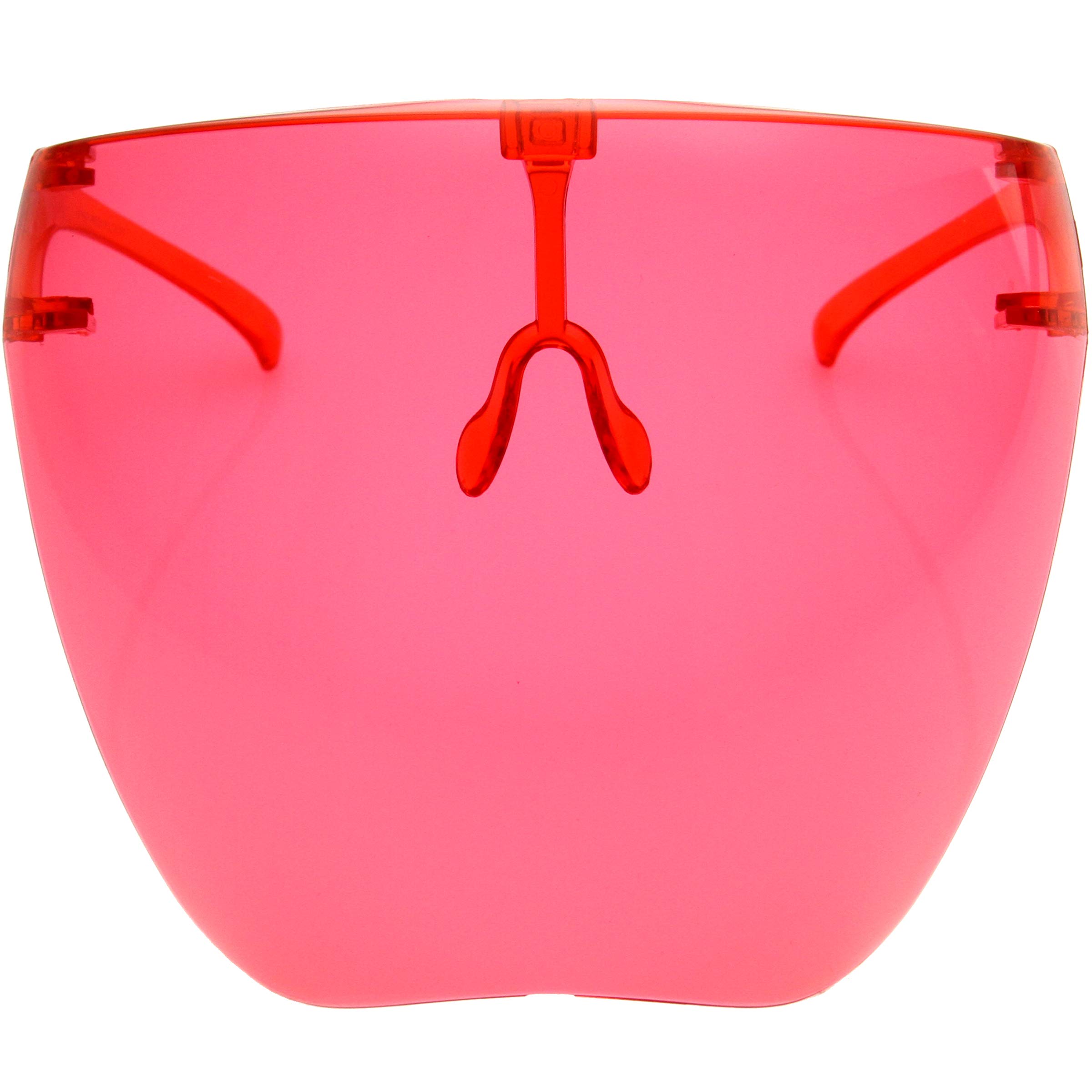 zeroUV - Protective Face Shield Full Cover Visor Glasses/Sunglasses (Anti-Fog/Blue Light Filter) (Red)