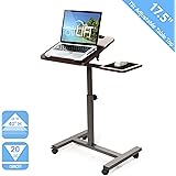 Seville Classics Tilting Sit-Stand Computer Desk Cart with Mouse Pad Table, Height-Adjustable from 27.5" to 40" H, Walnut