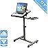 Seville Classics Tilting Sit-Stand Computer Desk Cart with Mouse Pad Table, Height-Adjustable from 27.5" to 40" H, Walnut