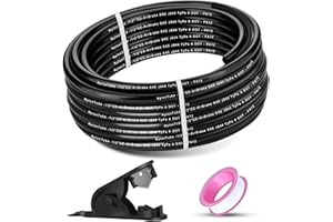 HITCHVOYAGER 1/2" OD x 50FT DOT Air Line Tubing Kit Black SAE J844 PA12 Nylon Air Brake Hose with Cutter and Teflon Tape for Trailer Trucks RV Braking Systems or Fluid Transfer