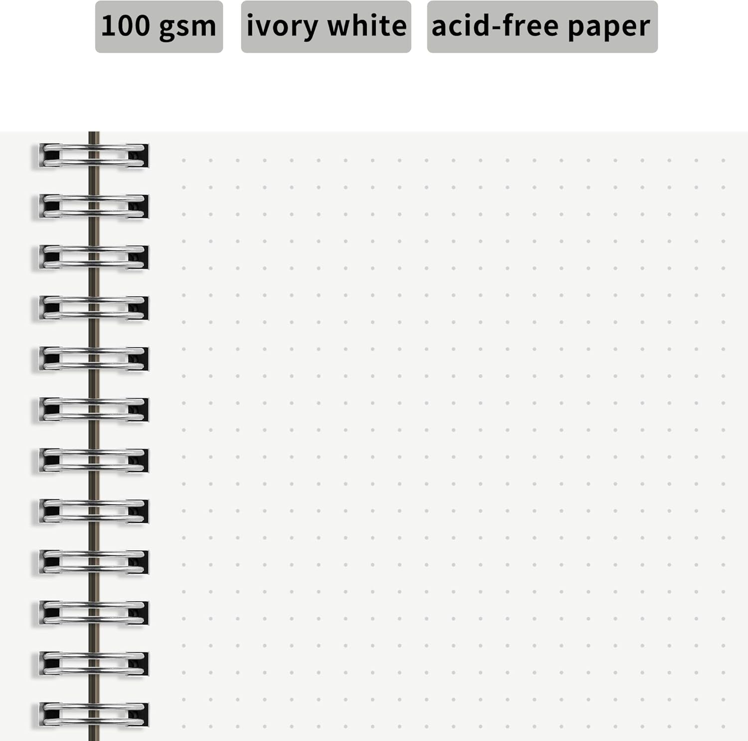 HULYTRAAT Large Dot Grid Spiral Notebook, 8.5" x 11", Premium 100 gsm Ivory White Paper, Sturdy See-Through Cover, 128 Dotted Pages per Book (2 Pack) for Home, School, Office, Artist Writing/Drawing : Office Products