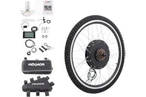 PEXMOR Electric Bike Conversion Kit, 48V 1000W /1500W 26" Front/Rear Wheel E-Bike Hub Motor Kit, Upgrade 3 Mode Controller w/PAS/LCD Display/Twist Throttle Ebike Bicycle Wheel Kit