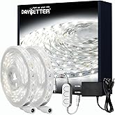 DAYBETTER White LED Strip Lights, 50 ft Dimmable 6500K Bright White Strip Lighting, 900 LEDs Tape LED Lights for Bedroom, Mirror, Kitchen, Home Decoration(2 Rolls of 25 ft)