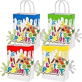 MotiMind 16 Pcs Art Paint Party Favor Bags Back to School Paint Splatter Party Paper Treat Bag with Graffiti Stickers Theme Art Gift Goodie Bags for Candy Snack Artist Splatter Birthday Supplies