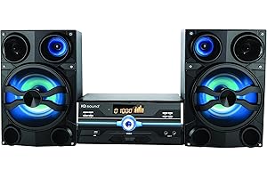 SUPERSONIC IQ Sound IQ-9000BT Premium 160W Hi-Fi Audio System with Bluetooth, DVD/CD/MP3/WMA Compatible, USB, FM Radio, LED Display, Speaker Lights, Remote Control, 2 Microphone Inputs, AV Output, AUX Input