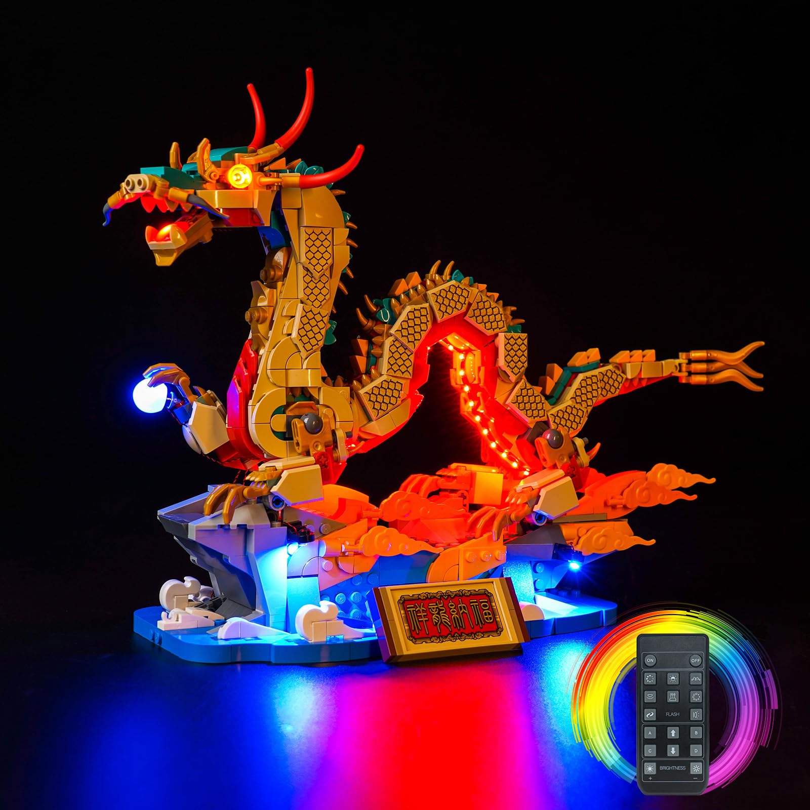 Light Kit for Lego Auspicious Dragon, Lighting Set for Lego 80112 Spring Festival Auspicious Dragon - Not Include Models, Just Light Kit (Remote Control Version) — image 1
