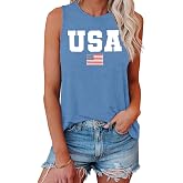 COMIZI USA Tank Top Women 4th of July Shirts American Flag Stars Stripes Tshirt Patriotic Tank