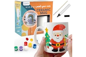 GOLDENTIME Paint Your Own Mug Kit for Adult Kids Craft Art Activity Plain Blank White Coffee Mugs with Gift Box Paint Your Own Mug Set Valentine Mother's Day Father's Day Gifts