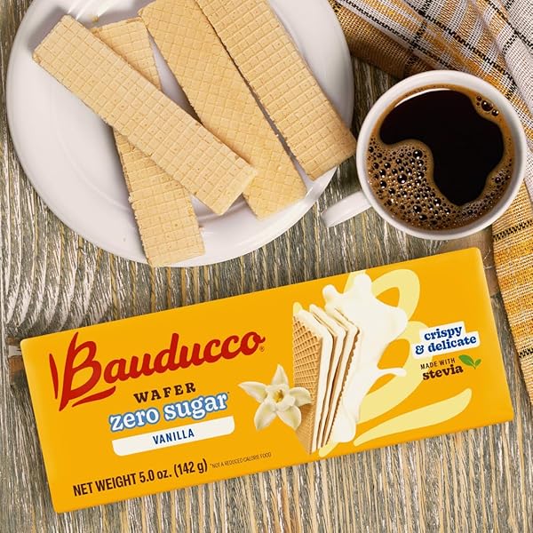 BAUDUCCO VANILLA WAFER COOKIES – SUGAR FREE DELICIOUS & CRISPY WAFERS- 0G OF ADDED SUGAR – 3 CREAMY LAYERS – GREAT FOR SNACKS & DESSERT – NO ARTIFICIAL FLAVORS, 5OZ (PACK OF 1)