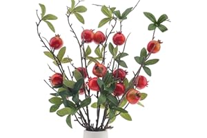 Woration 5PCS Fake Pomegranate Branches Artificial Fruit Branches Set Simulation DIY Decoration Lifelike Props Vase Home Party 19.3inch