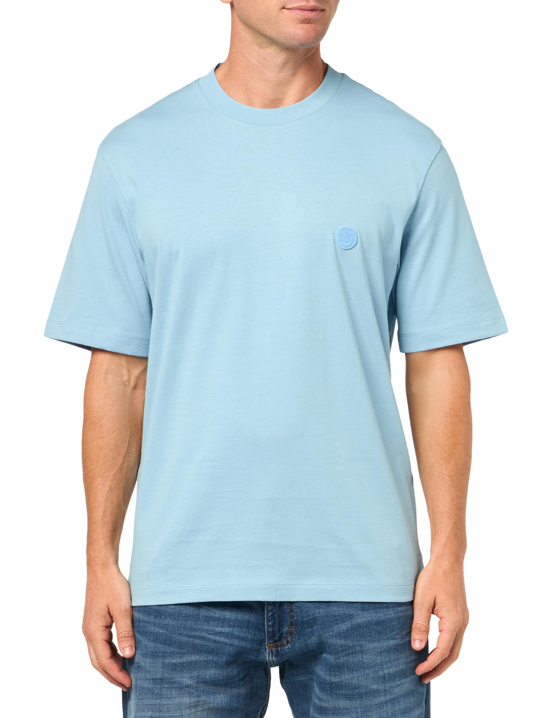 HUGO, Small Smile Logo Cotton T-Shirt, Niagara Mist, XL
