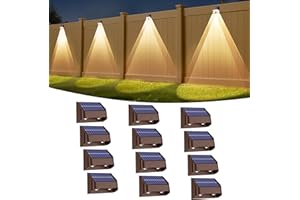YIVSEN Super Long Lasting Solar Fence Lights Outdoor,Deck Lights Waterproof,Perfect for Winter and Rainy Days,Dusk to Dawn High Brightness Solar Lighting for Wall,Step,Yard,Patio,Backyard(12 Pack,Brown)