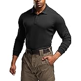 CQR Men's Polo Shirt, Long Sleeve Tactical Shirts, Outdoor UPF 50+ Pique Shirt, Dry Fit Lightweight Golf Shirts