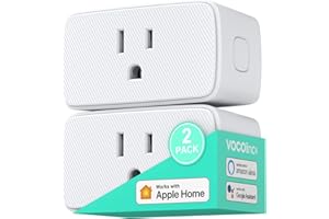 VOCOlinc Homekit Smart Plug Works with Alexa, Apple Home, Google Assistant, WiFi Smart Plug That Work with Alexa, Electrical Timer Outlet Support Siri, No Hub Required, 15A, 2.4GHz, 110～120V 2 Pack