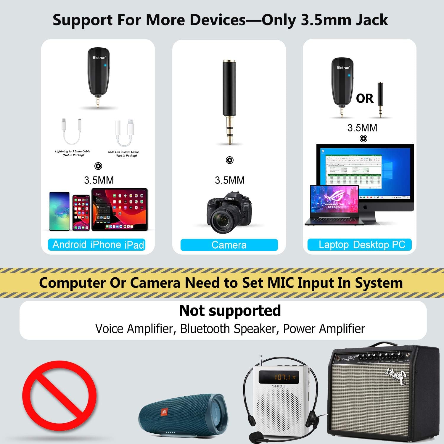 Wireless Lavalier Lapel Microphone, New Upgrade, Portable Rechargeable UHF Wireless Lav Mic System, 65 ft Range, 1/8" Output, for Apple iPhone, Samsung, Android Phone, Ipad, DSLR Camera, Recording