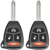 NPAUTO Key Fob Replacement, Fits for Dodge Ram 1500 2500 3500 2007-2009, Jeep Wrangler/Patriot/Compass, Chrysler Aspen, Durango & More - Keyless Entry Remote Start Control Car Key Fobs, KOBDT04A, 2Pcs