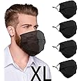 Beard Face Mask for Bearded Men, Extra Large XL Black Facemask with Nose Wire Washable Reusable Breathable Adjustable Ear Loops Fashion Adult Plain Cotton Cloth Fabric Madks, cubre bocas para hombres
