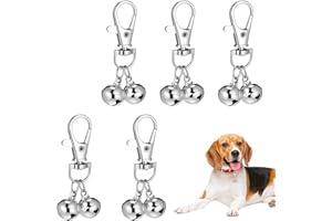 LIQWEI 5 Pcs Bells For Dog Collars, Silver Cat Bells Dog Training Bell Loud, Dogs Tag Clip Jewelry Pet Pendant Accessories for Pet Cat Dogs Necklace Collar