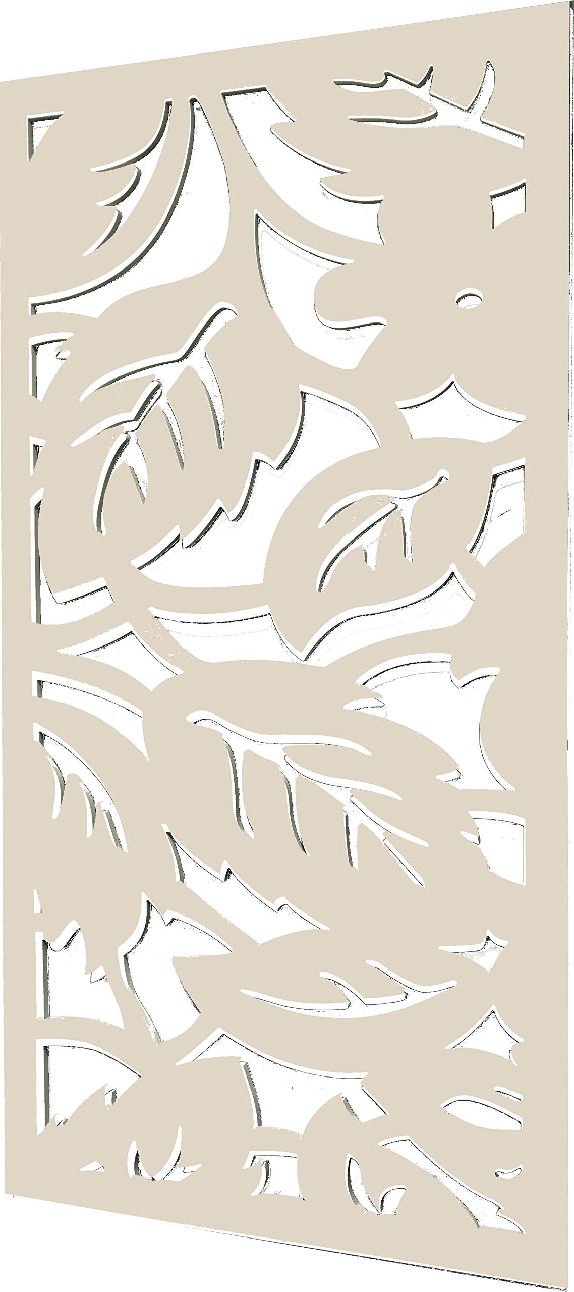 VIMA(Leaves) Decorative Wall Panel - 48" L x 24" W x 3/8" H, White Color PVC Board Panel with Private Screen Fence Design for Home Renovation & Wall Décor